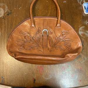 Vintage Hand Tooled Leather Western Doctors Bag Satchel
